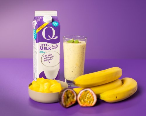 Gul smoothie med Q® Melk God for magen